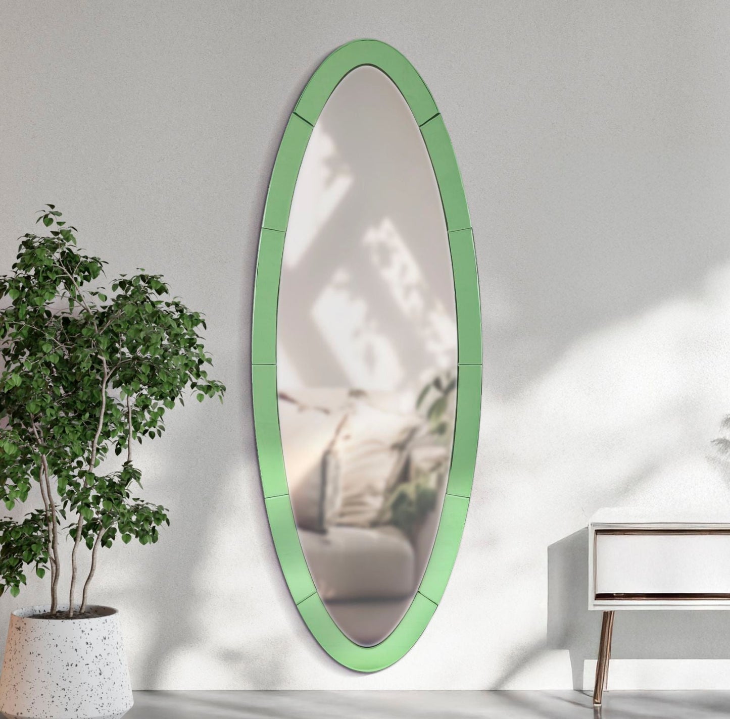 Wandspiegel Oslo Grün 55X2X150 Elegant Und Raffiniert