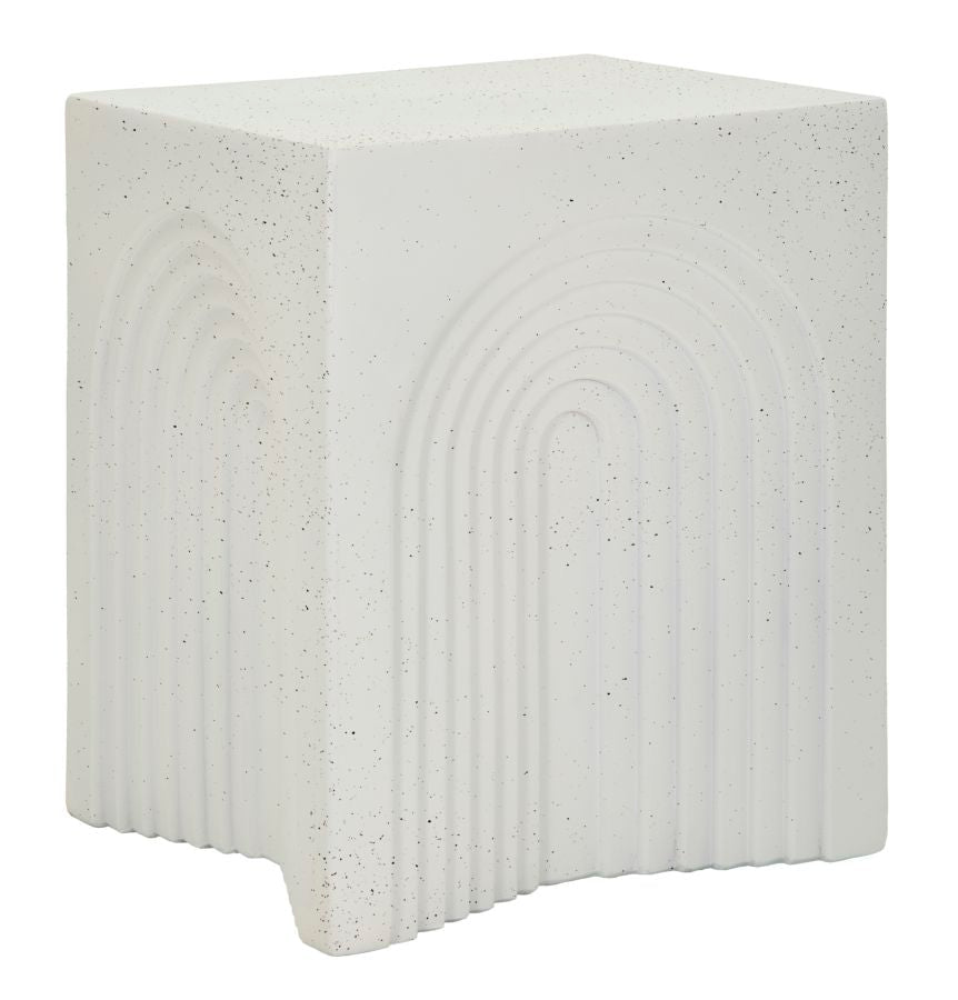 Arc Beistelltisch Architektonisches Design Weiche Linien Grafische Reliefs 40,5 x 40,5 x 50,5 cm