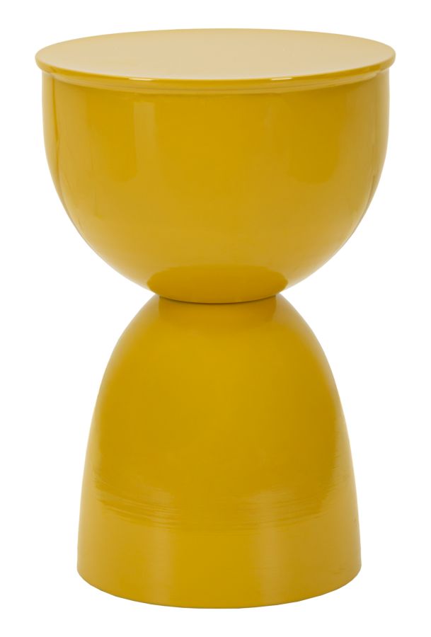Tavolinetto In Metallo Yao Senape Diametro 31 Cm Altezza 46 Cm Contemporaneo Compatto Brillante per Soggiorno