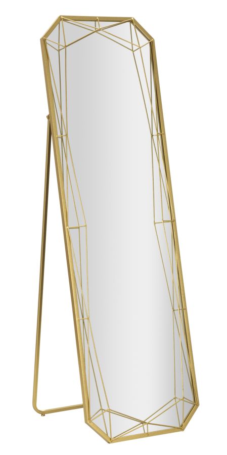Geflochtener Standspiegel, vergoldet, Spiegelgröße 43x150 cm, glamouröses elegantes Design
