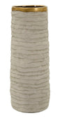 Vaso Cilindrico In Ceramica Colore Lime Con Ampia Apertura Interno Dorato Luminoso Alto 40 Cm