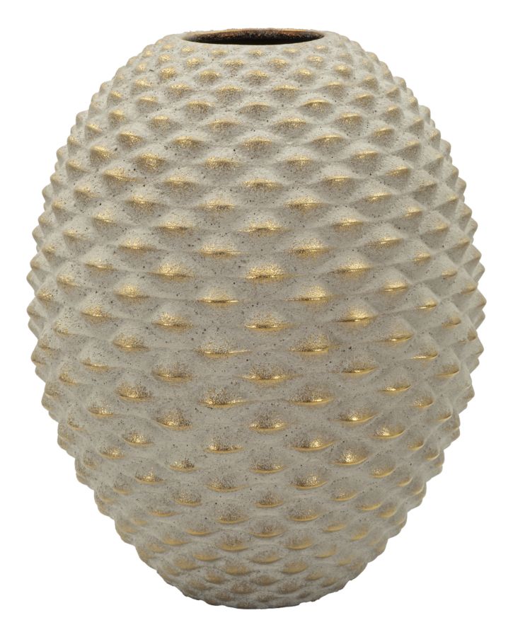 Vaso Pepipas Ball Ceramico Sferico Con Texture Rilievo Gioiello Diametro 29,5 Cm Altezza 36 Cm Apertura 8,5 Cm
