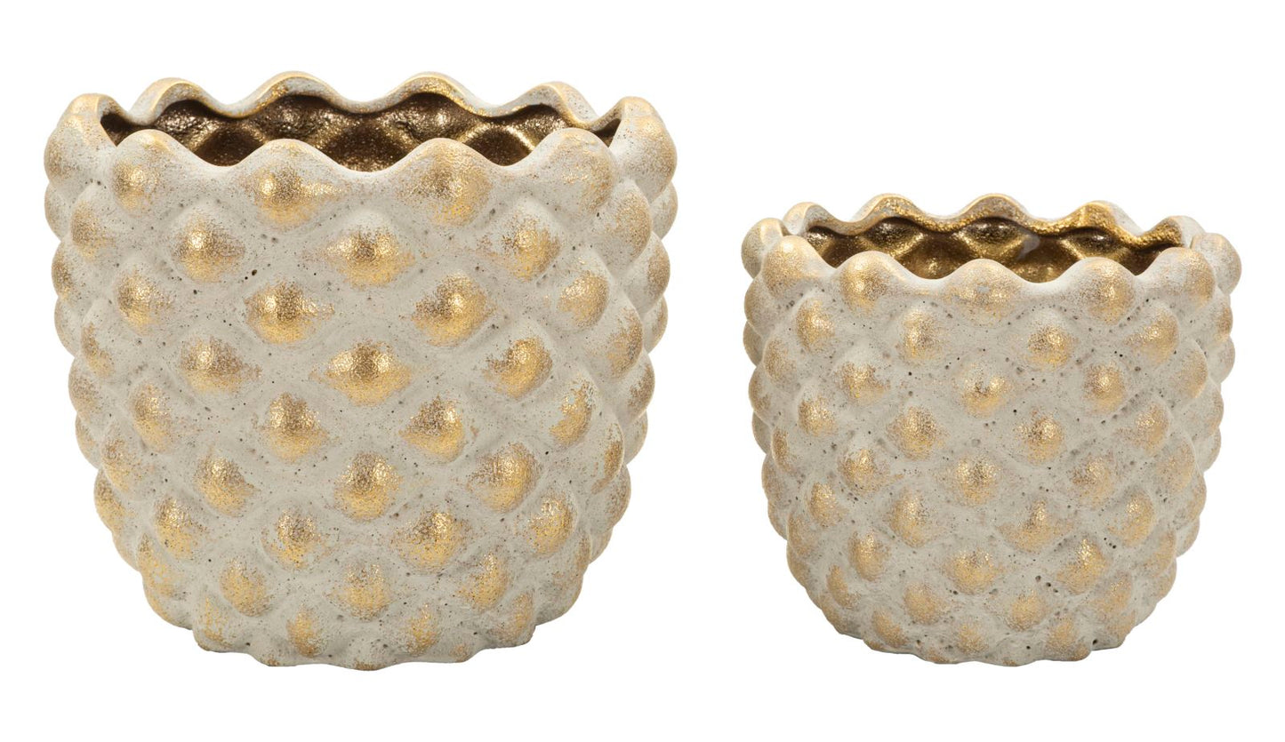 Cachepot Pepitas Coppia In Cera Con Geometrica Rilievo Moderni E Chic Per Piante E Composizioni Floreali Diametro 23 Cm