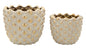 Übertopf Pepitas Paar aus Keramik mit geometrischem Relief, modern und schick für Pflanzen und Blumenarrangements, Durchmesser 23 cm