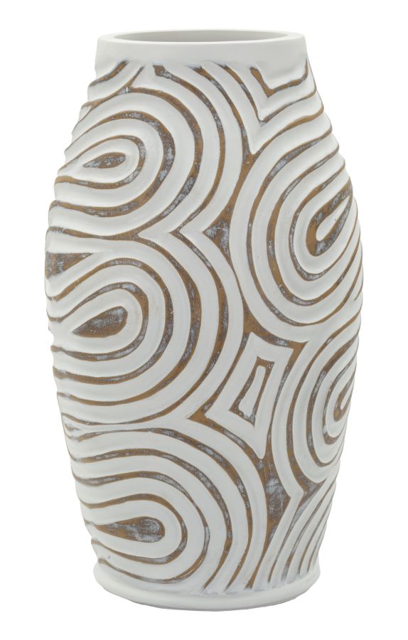 Blumentopf Oblix aus Polyresin Durchmesser 19,5 cm Höhe 35 cm Öffnung 10,5 cm Spiralmuster Kompakt und edel