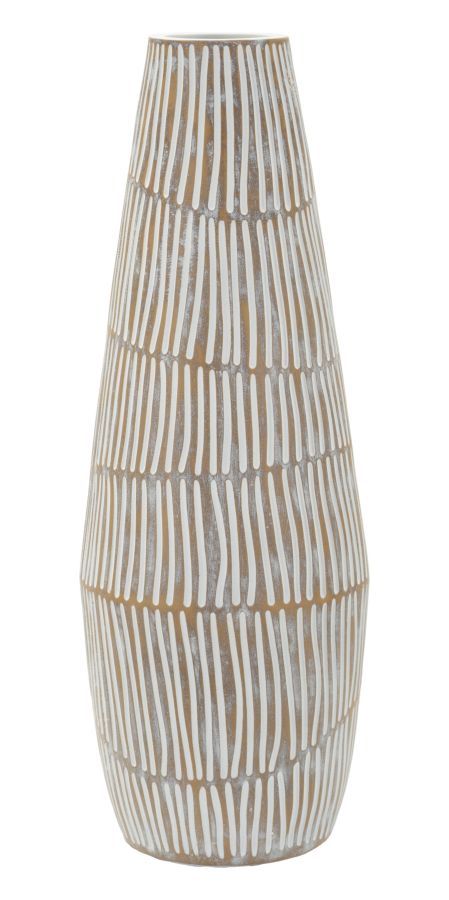 Vaso Resina Hanoi Alto 47 Cm Diametro 17 Cm Apertura 6 Cm Polyresina Incisioni Raffinate Finitura Naturale