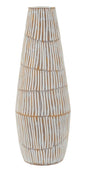 Resin Vase Hanoi Tall 47 cm Diameter 17 cm Opening 6 cm Polyresin Refined Engravings Natural Finish