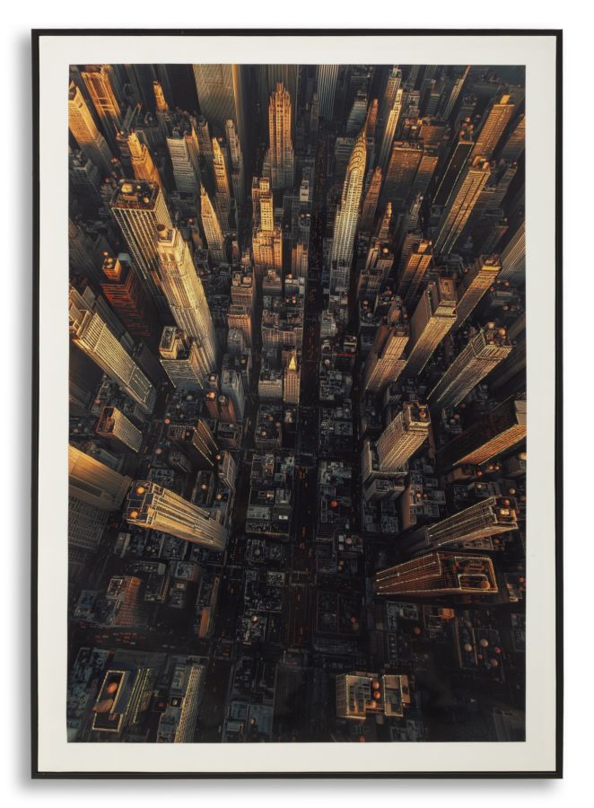 Stampa su tela laccata new york c/cornice cm fir wood, canvas and plastic 7