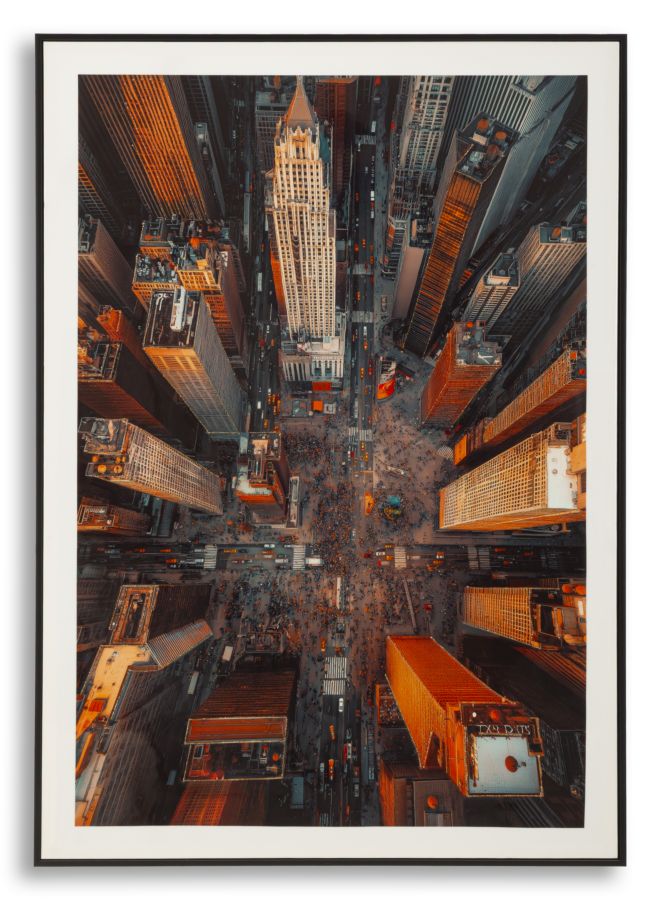 Stampa su tela laccata new york c/cornice cm fir wood, canvas and plastic 7
