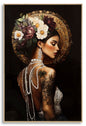 Painted print on lacquered Persian canvas with frame 62 x 3.5 x 92 cm fir wood,