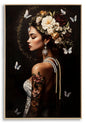 Printed painted lacquered Persian canvas w/frame cm 62 x 3.5 x 92 fir wood,