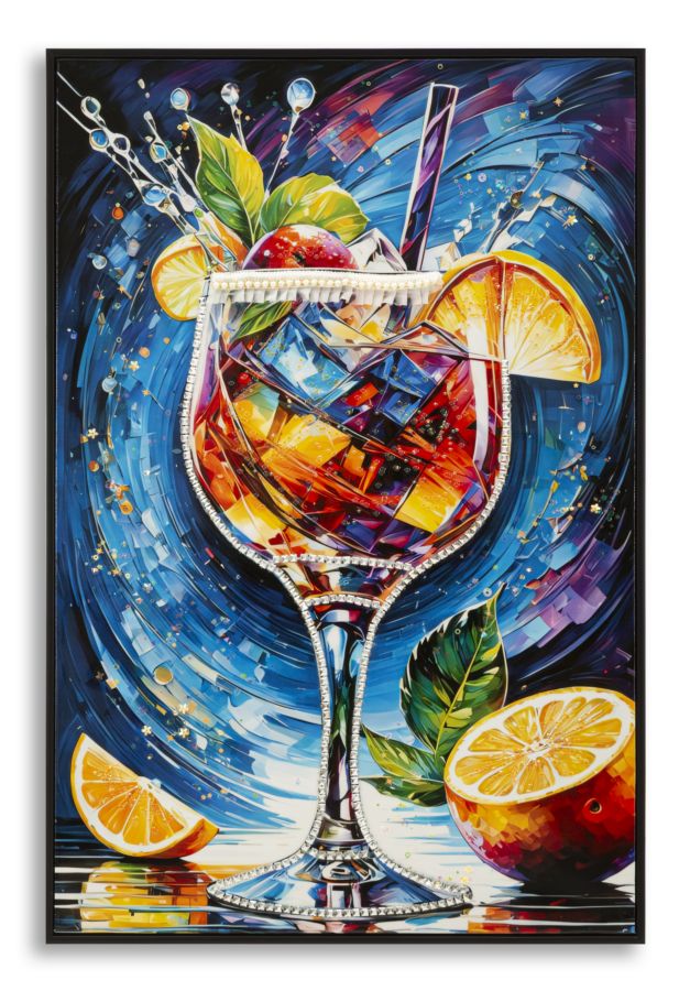 Stampa decorata su tela laccata c/cornice cocktail cm 62 x 3,5 x 92 fir woo