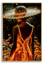 Decorated print on lacquered canvas with illuminated frame 62 x 3.5 x 92 cm fir wood,