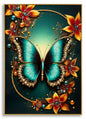 Decorated print on lacquered canvas with butterly cm fir wood frame, canvas and