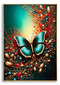 Decorated print on lacquered canvas with butterfly frame, cm fir wood, canvas and
