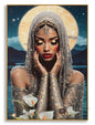 Print c/w LED on lacquered canvas c/w Venus frame cm fir wood, canvas and plasti