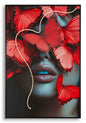 LED Canvas Print with Raised Red Butterflies and LED Illumination, 3D Acrylic Effect, 60 x 3.5 x 90 cm