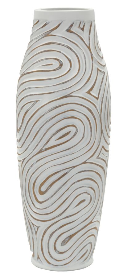 Vaso In Resina Oblix Altezza 50 Cm Diametro 18,5 Cm Apertura 9 Cm Polyresin Con Decorazione A Spirale
