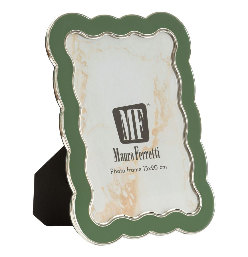 Cornice Charlotte Verde Con Profilo Ondulato Misure Esterne 15,7 x 21,10 Cm Interna 12,5 x 17,5 Cm