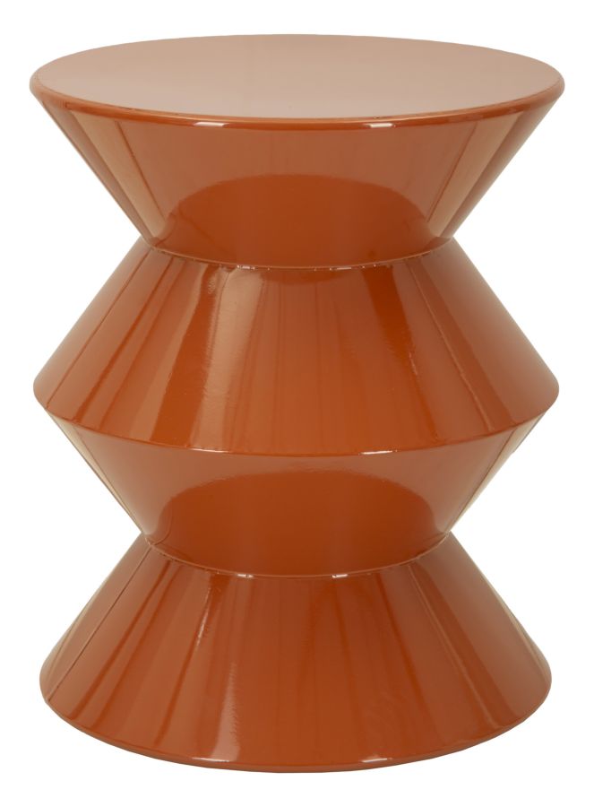 Beistelltisch Wohnzimmer Metall Zag Orange Ø 37,5 x 45 cm Glänzendes Finish Modernes Kühnes Design