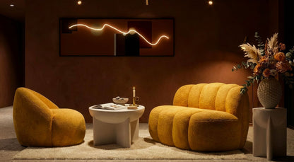 Divanetto ball senape 145x80x69 cm design moderno