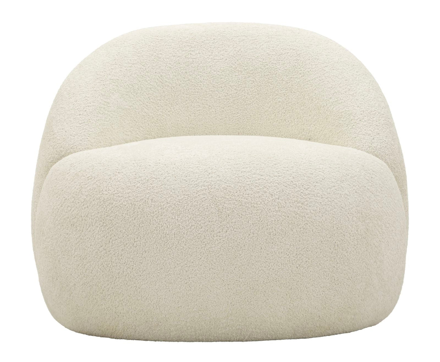 Sessel Ginevra Weiß aus Sperrholz mit weichem Bouclé-Stoff und Nordic Comfort 81x78x64 cm