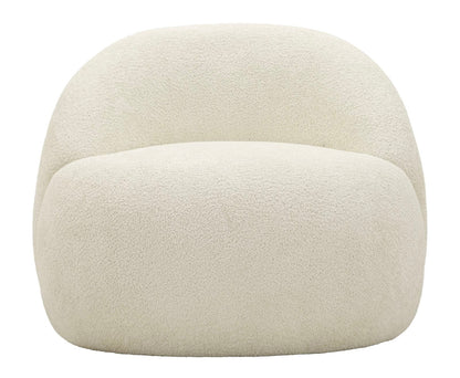 Poltrona Ginevra Bianca In Plywood Con Tessuto Bouclé Morbido E Comfort Nordic 81x78x64 Cm