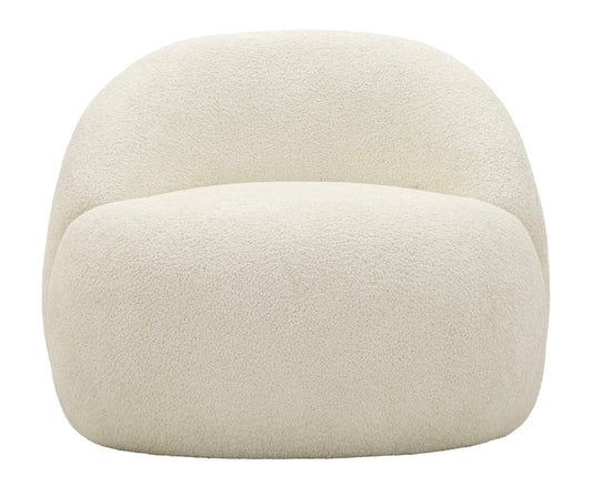 Ginevra White Armchair in Plywood with Soft Bouclé Fabric and Nordic Comfort 81x78x64 cm