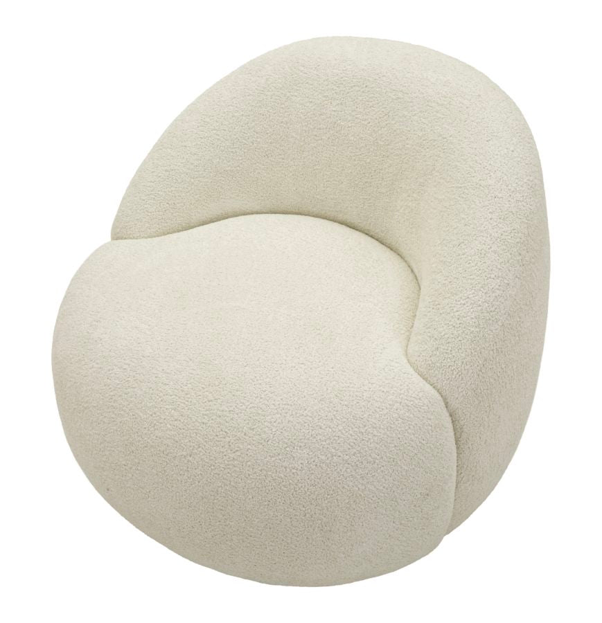 Sessel Ginevra Weiß aus Sperrholz mit weichem Bouclé-Stoff und Nordic Comfort 81x78x64 cm