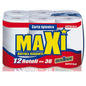 Maxi Toilet Paper Pack of 12 Rolls Pure Cellulose Wadding Double Ply WC