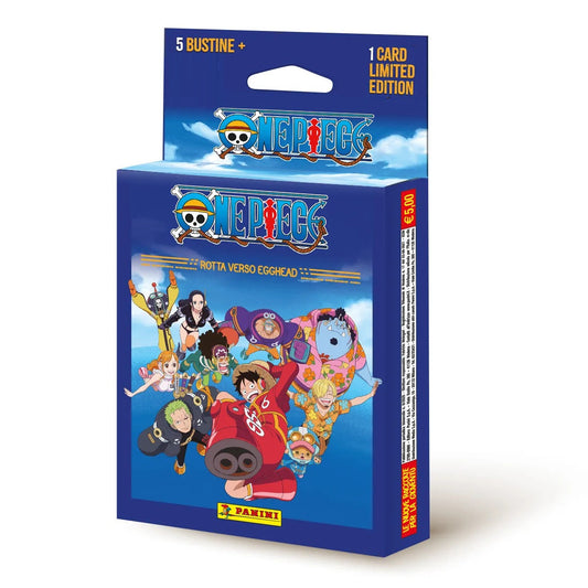 Panini One Piece Road Egghead Sticker Blister Pack 5 Buste Figurine + 1 Card