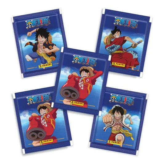 Panini One Piece Road Egghead Sticker Blister Pack 5 Buste Figurine + 1 Card