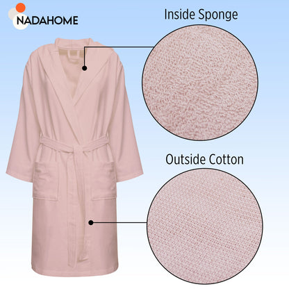 Accappatoio in microspugna uomo donna in Cotone con Cappuccio Bagno Unisex 0064
