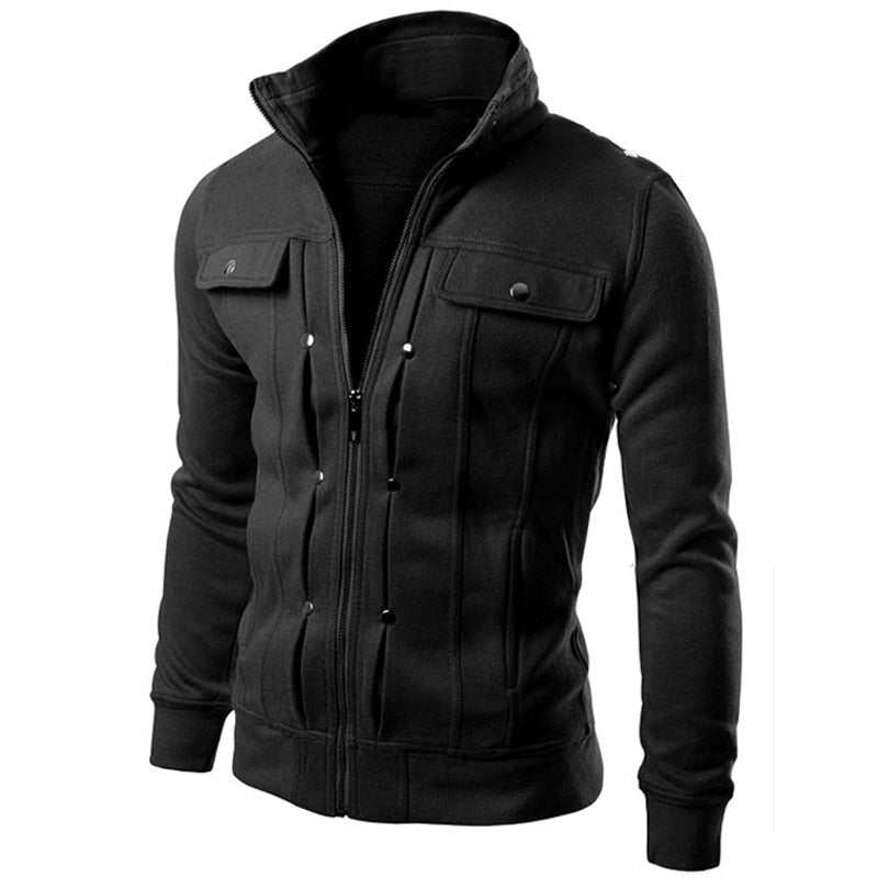 Cardigan con bottoni uomo – Giacca casual in cotone e poliestere con collo stand
