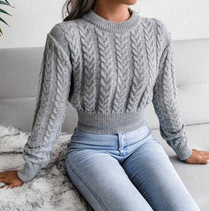 Maglione donna Autunno Inverno Vintage Solid Twist Cropped Maglione
