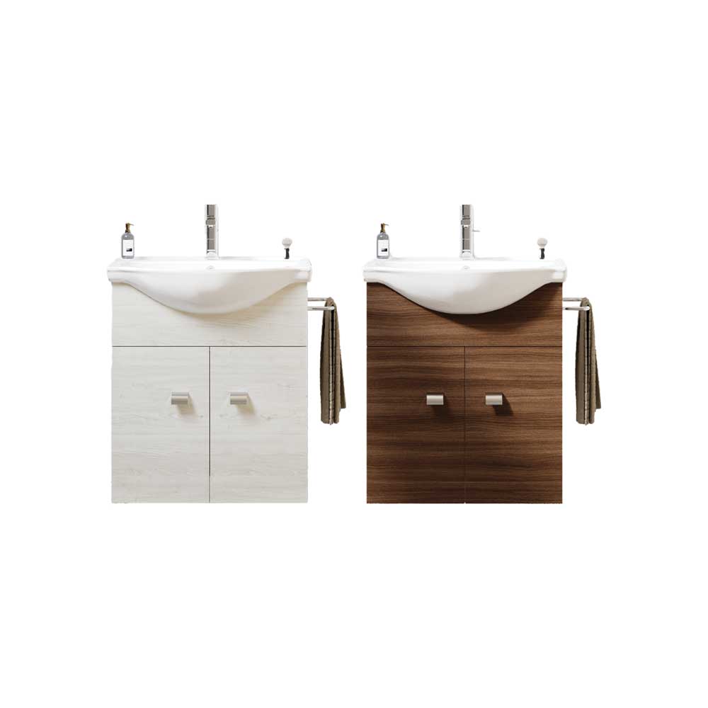 Base con lavabo per mobile da bagno Zaffiro rovere ghiaccio — Savini Due