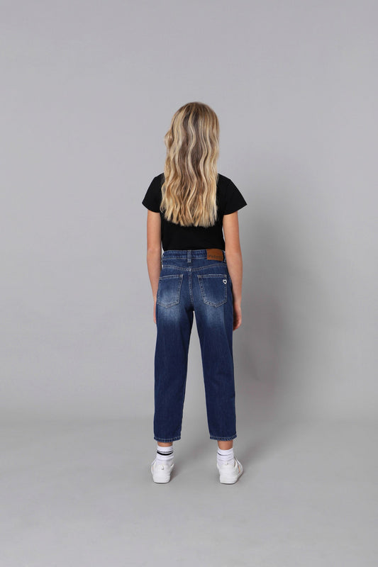 Please Pantalone Denim Mom-Fit effetto Délavé PHG4F98G31 1670 blue denim