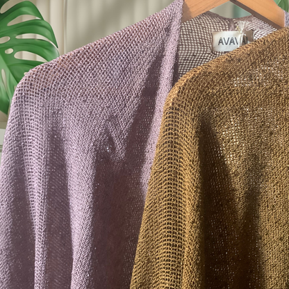 Caftano lungo in cotone grezzo 🌱 Rosa