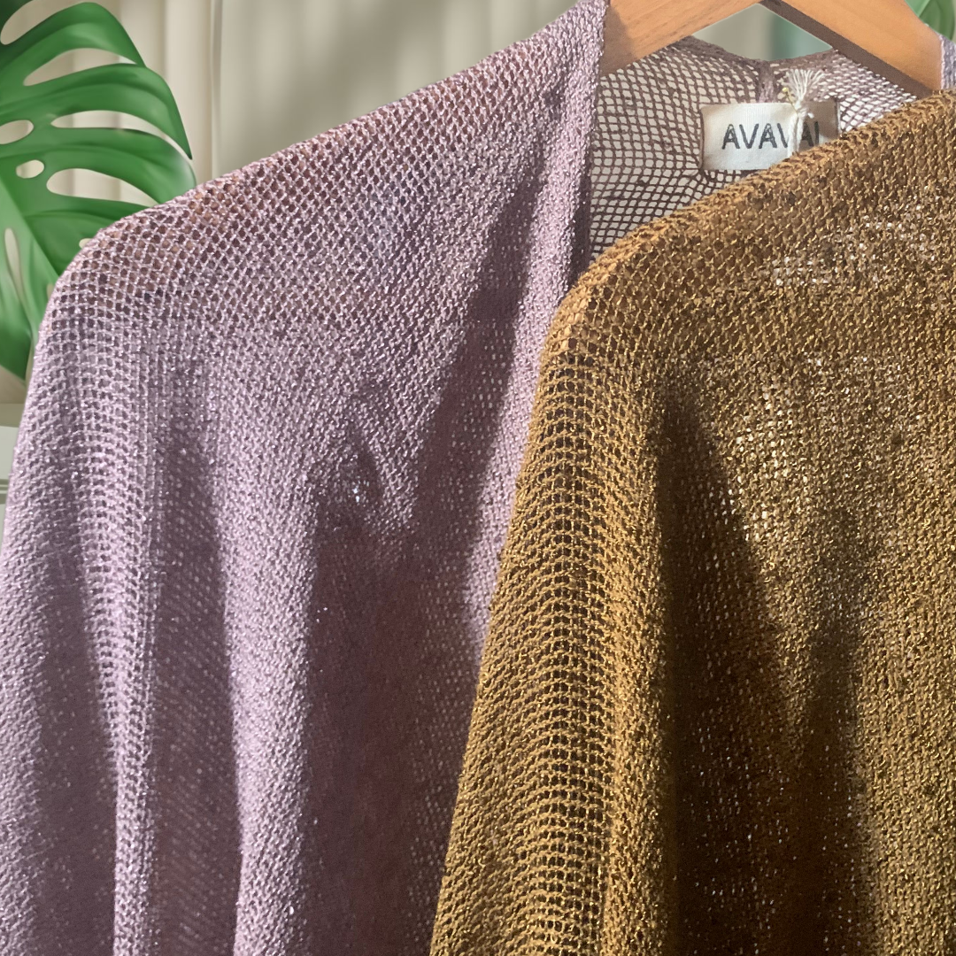 Langes Kaftankleid aus Rohbaumwolle 🌱 Senffarben