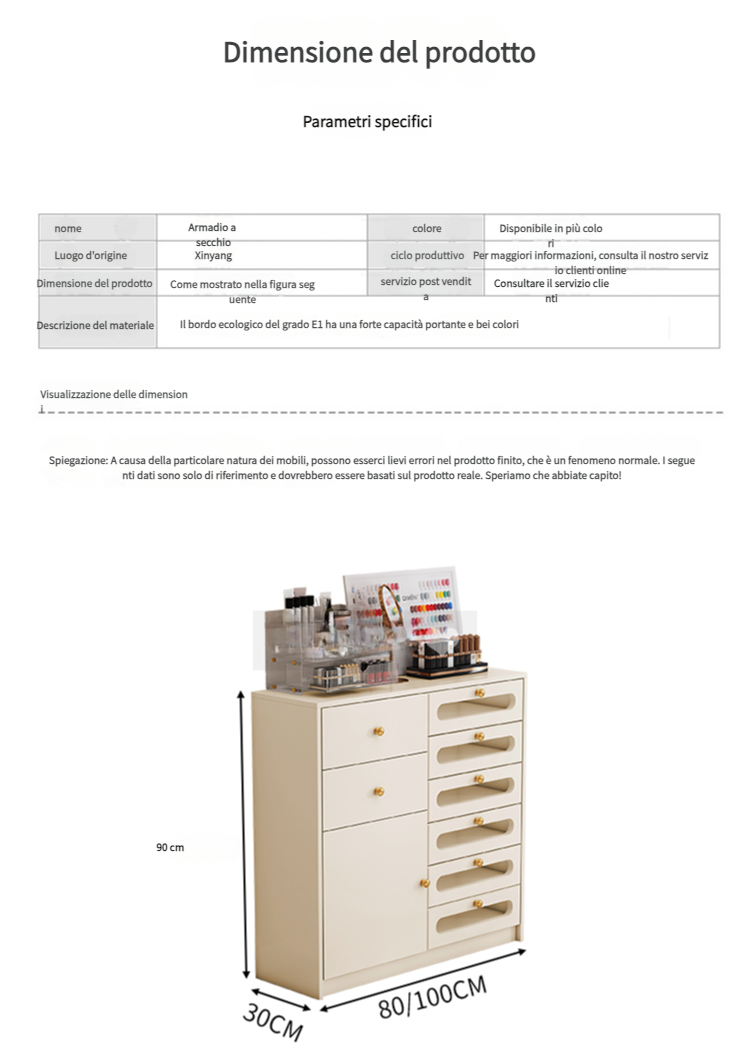 Cassettiera moderna per negozi di manicure e cura della pelle，Design a più scomparti.Specializzato per l'organizzazione del negozio
