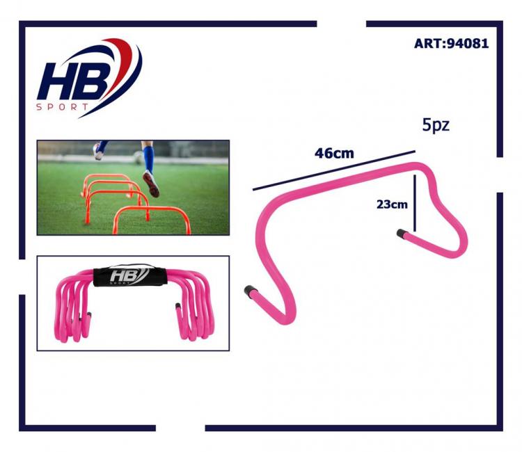 Set 5 Hürden Sport Training Fußball Geschwindigkeit Agilität Koordination Rosa 23cm