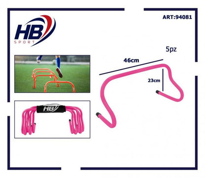Set 5 Hürden Sport Training Fußball Geschwindigkeit Agilität Koordination Rosa 23cm