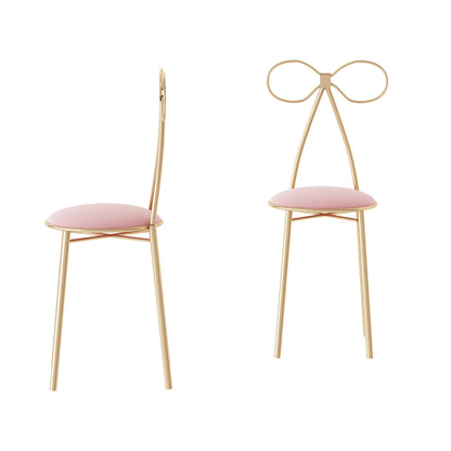 Schmetterlingsstuhl aus rosa Samtstoff mit goldenem Eisengestell