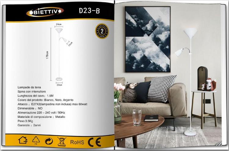 LED-Stehleuchte, 2 Lichter, E27, flexibler Arm, zum Lesen auf dem Sofa, D23-B
