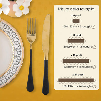 Tovaglia Servizio da Tavola + Tovaglioli 12 Posti Damina in Cotone 0543