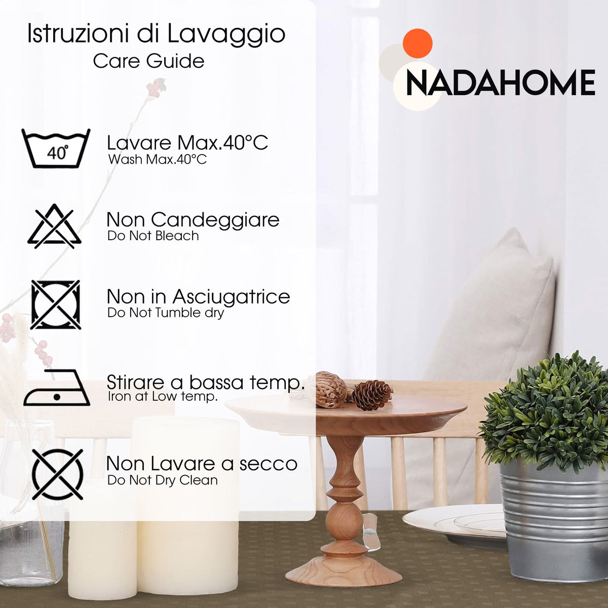 Tovaglia Servizio da Tavola + Tovaglioli 18 Posti Damina in Cotone 0542