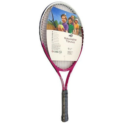 Hb Jugend-Tennisschläger mit fuchsiafarbenem und weißem Grafikdesign inklusive Hülle