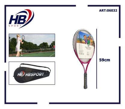 Hb Jugend-Tennisschläger mit fuchsiafarbenem und weißem Grafikdesign inklusive Hülle