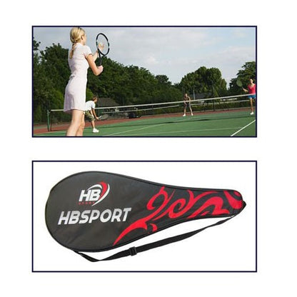 Hb Tennisschläger für Erwachsene mit gelb-schwarz-blauer Neon-Grafik, inklusive Hülle