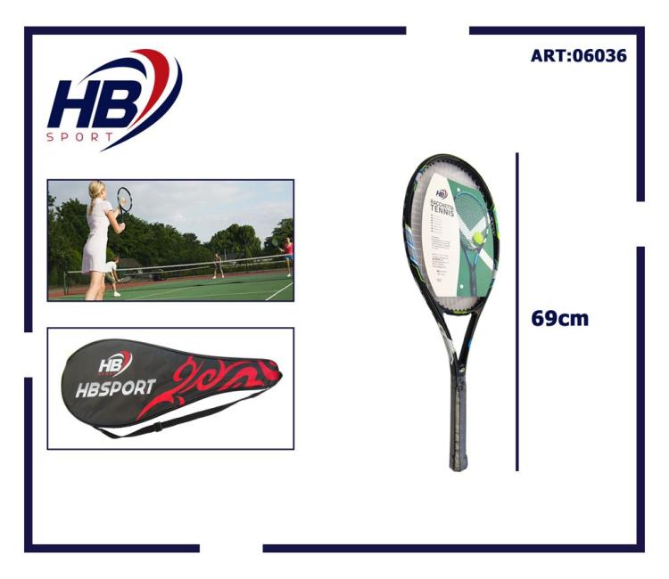 Hb Tennisschläger für Erwachsene mit schwarzer, blauer und neon-grüner Grafik, Hülle inklusive